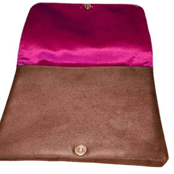 Velour suede like feel clutch with leaves on the front.  New w/o tag. - Picture 2 of 4